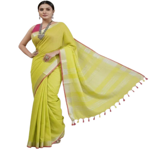 Women Yellow Pure Cotton Saree