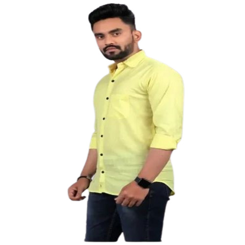 Yellow Solid Cotton Shirt
