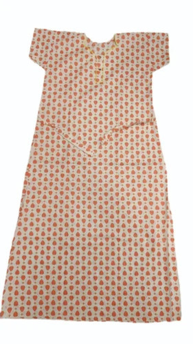 Ladies Leaves Printed Cotton Nightgown - Color: All