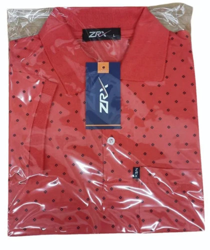 Mens Cotton Flower Printed Polo Neck T Shirt - Color: All
