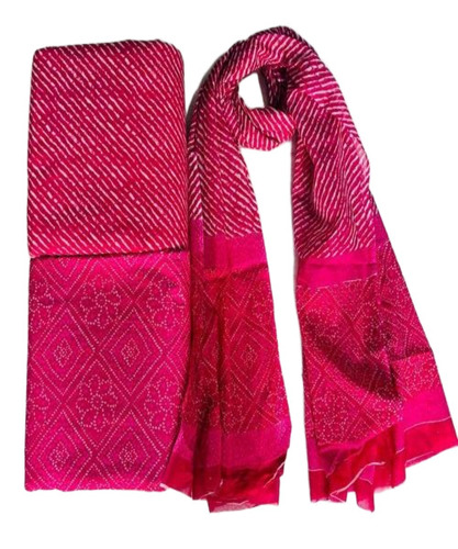 Pink Bandhej Cotton Fabric
