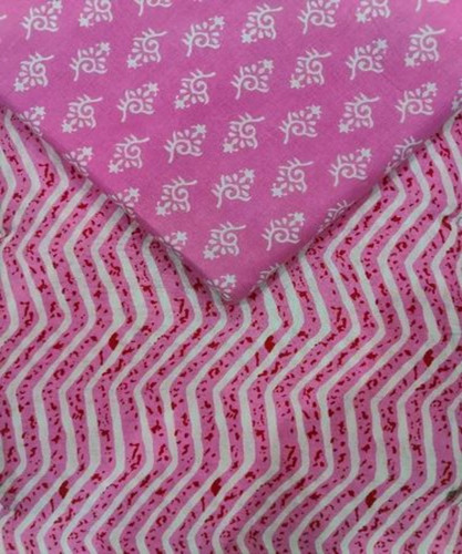 Printed Cotton Fabric - 100% Cotton, Pink, Handloom | Shrink-Resistant, Soft Texture, Summer Apparel
