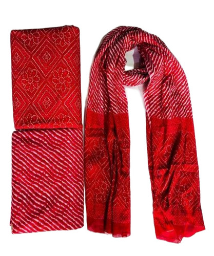 Red Bandhej Cotton Fabric
