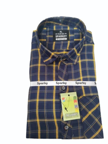 Xl Men Big Check Cotton Shirts