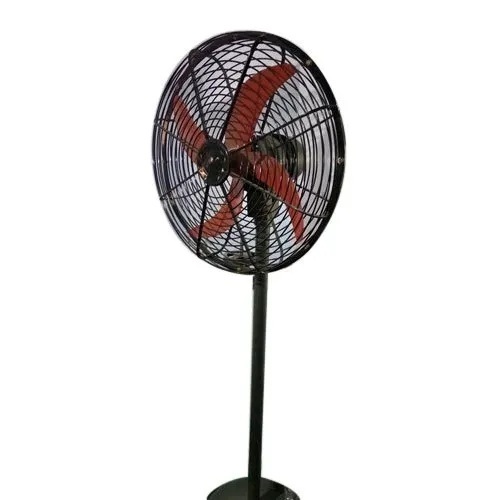 4 Blades Pedestal Fan - Metal, Adjustable Height, Black, 220-240V | Powerful Airflow, Oscillating Head, Speed Control, Low Noise