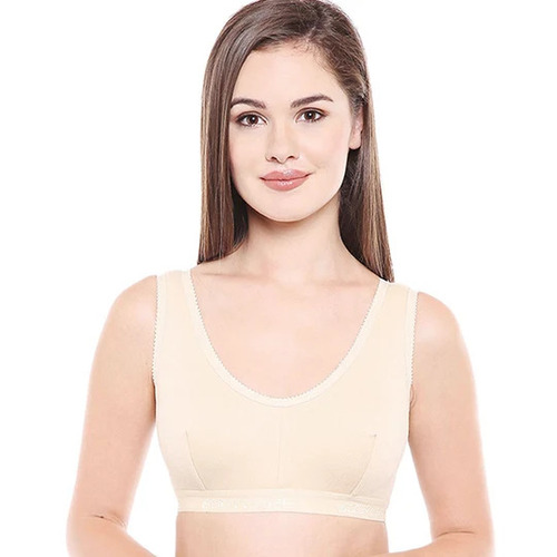 Bodycare Non Padded Women Sports Bra (Skin) 1607 - Cotton, Size 80, Cream | Comfortable, Breathable Everyday Wear