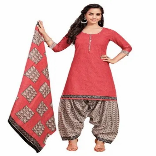 Cotton Pink Ladies Suit Dress Material