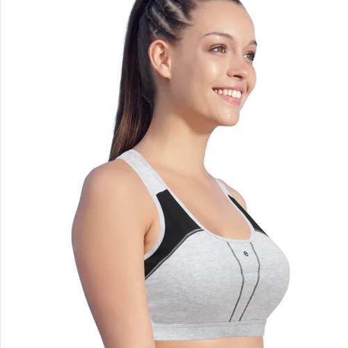 Enamor Women Racer Back Padded Sports Bra (Grey) SB08