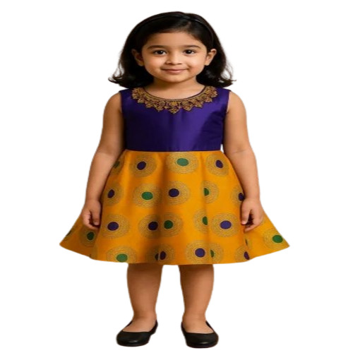 Kids Girl Yellow & Blue Ethnic Wear