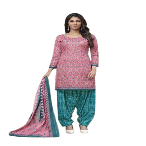Pink Cotton Patiala Suits