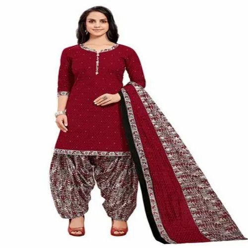 Skin Friendly Maroon Ladies Suit Dress Material