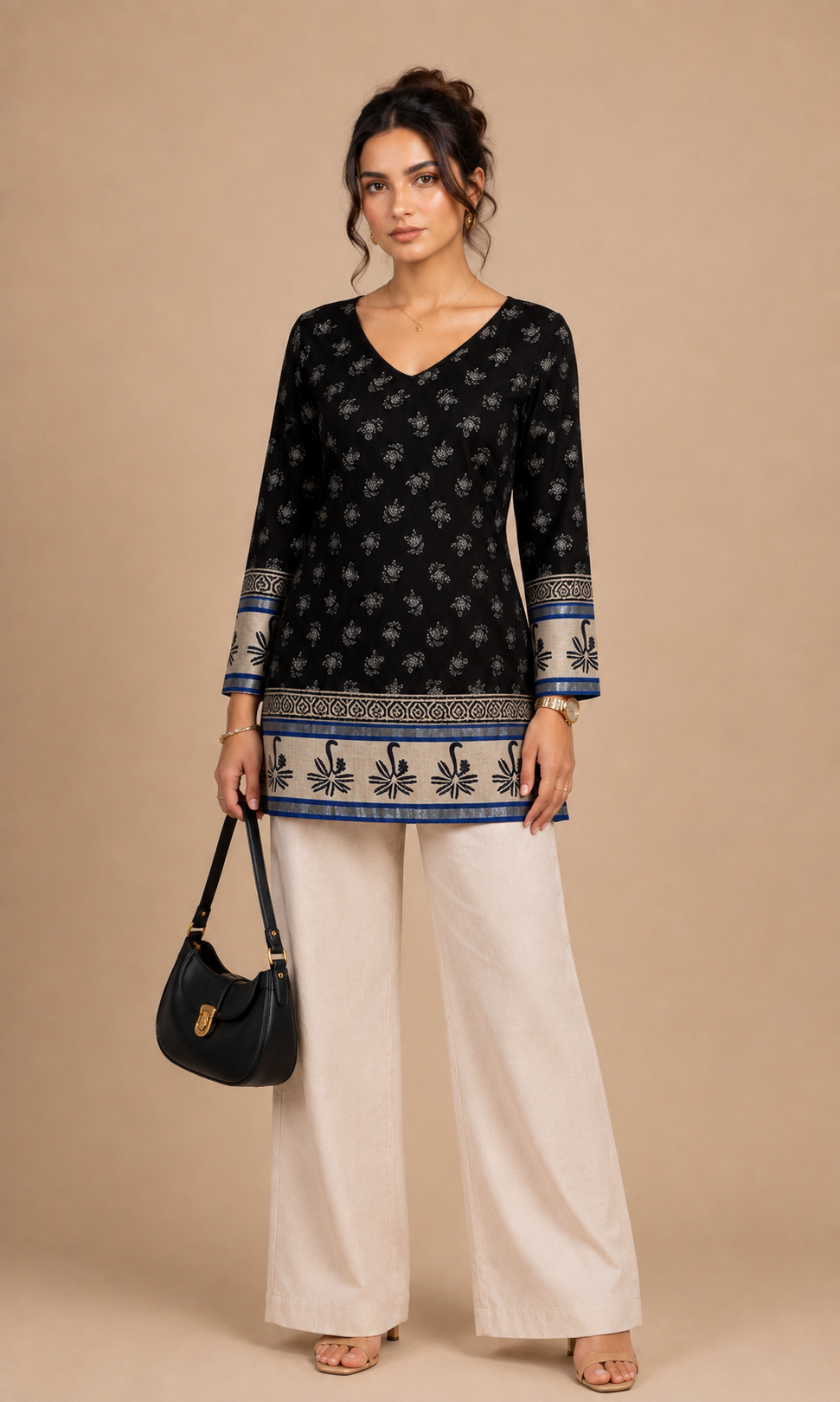 Straight Womens Black Printed Designer Kurti - Bust Size: 40 Centimeter (Cm)