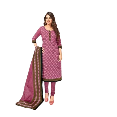 Stylist Cotton Pink Ladies Suit Dress Material