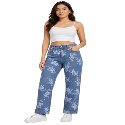 Women Floral Print Jeans