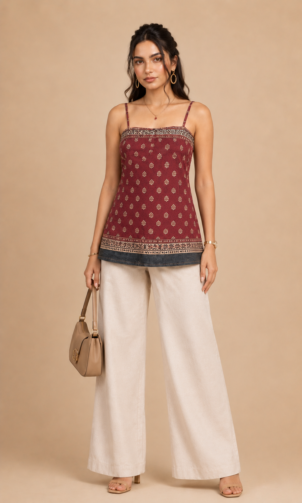 Womens Maroon Printed Designer Kurti - Bust Size: 40 Centimeter (Cm)