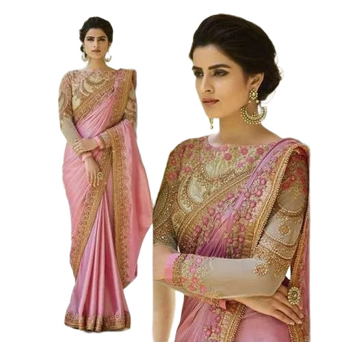 Embroidered Indian Ladies Saree - Silk, Multicolor, Machine Made | Anti-Wrinkle, Comfortable