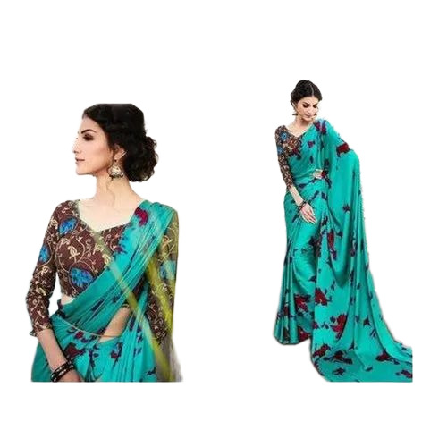Ladies Printed Saree - Georgette, Multicolor | Anti-Wrinkle, Comfortable, Casual Wear