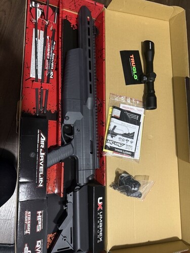 NEW Umarex AirJavelin CO2 Powered Arrow Rifle , New Truglo Scope / Mount. 9 Arrows