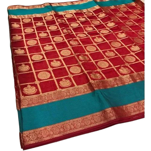 Silk Cotton Red Ladies Saree