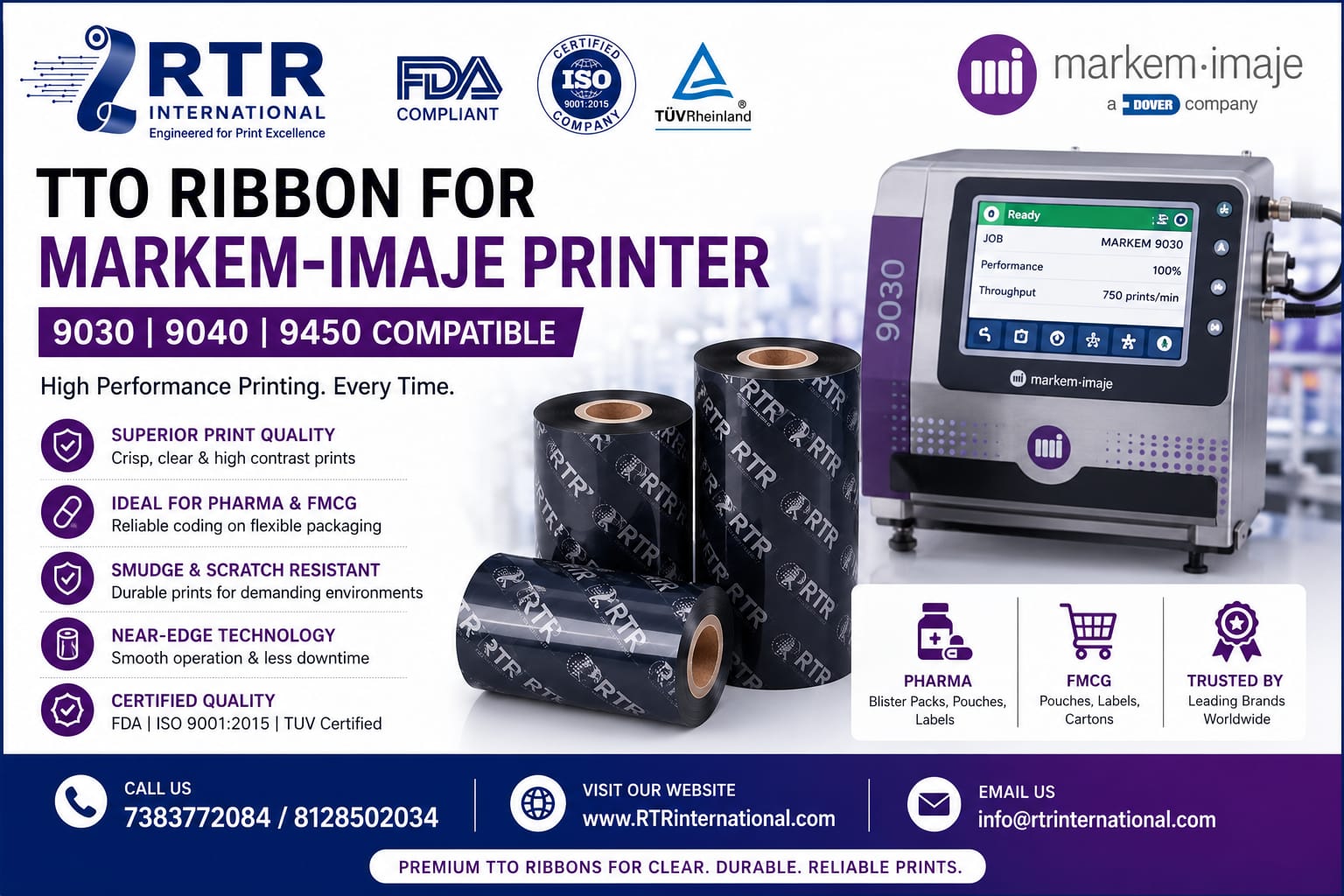 TTO Ribbon For Markem Imaje Printer 9030 9040 9450
