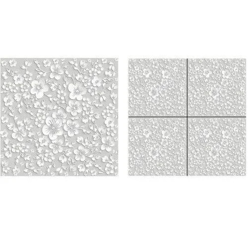 3D Flower Design Polished Vitrified Tiles 600 X 600 Mm - Color: Grays