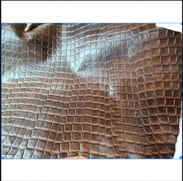 Genuine Dark Brown Croco Leather