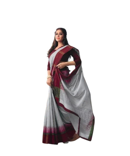 Gray Unstitched Bhagalpur Digital Printed Saree