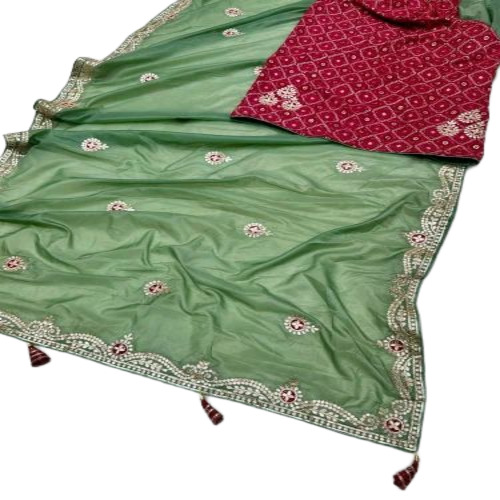 Ladies Green Gota Patti Sarees