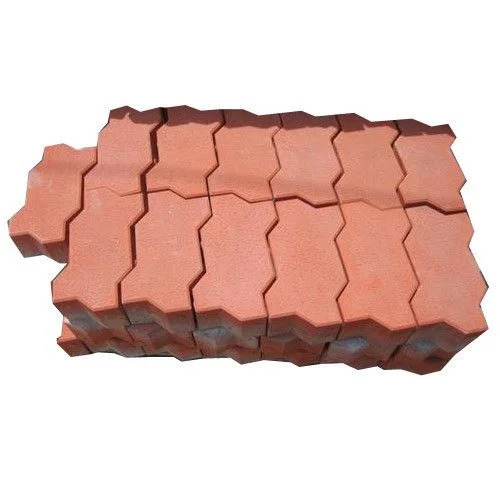 Zigzag Cement Interlocking Paver Block - Color: Red