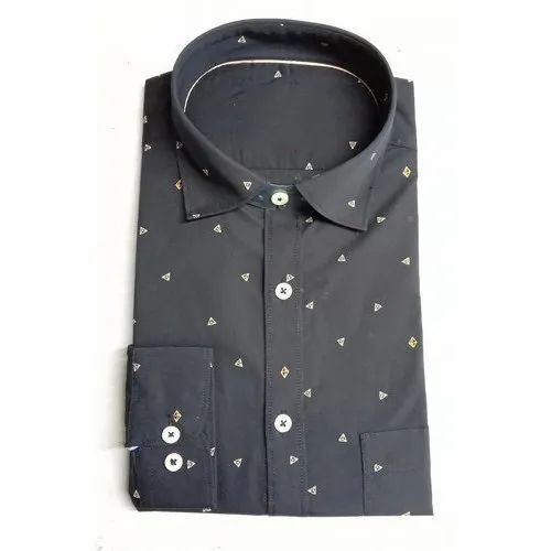 Grey Men Printed Cotton Shirt