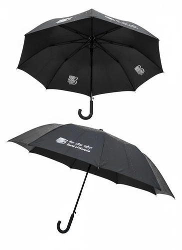 Black Silver Automatic 2 Fold Promotional Umbrella