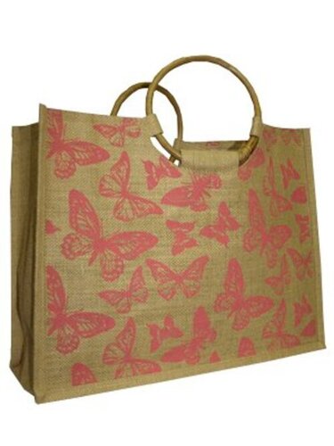Butterfly Print Jute Shopping Bags