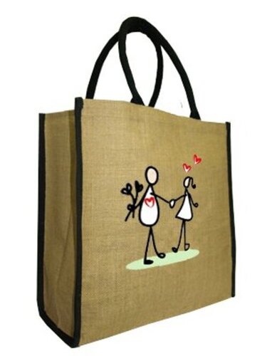 Couple Printed Jute Shopping Bags