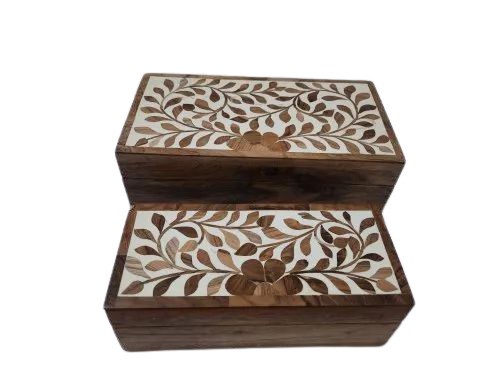 Leaf Design Printed Wooden Jewelery Box