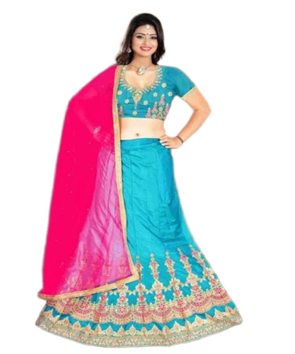 Silk Blue Wedding Lehenga