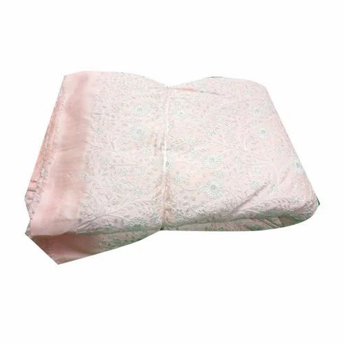 Baby Pink Embroidered Silk Fabric