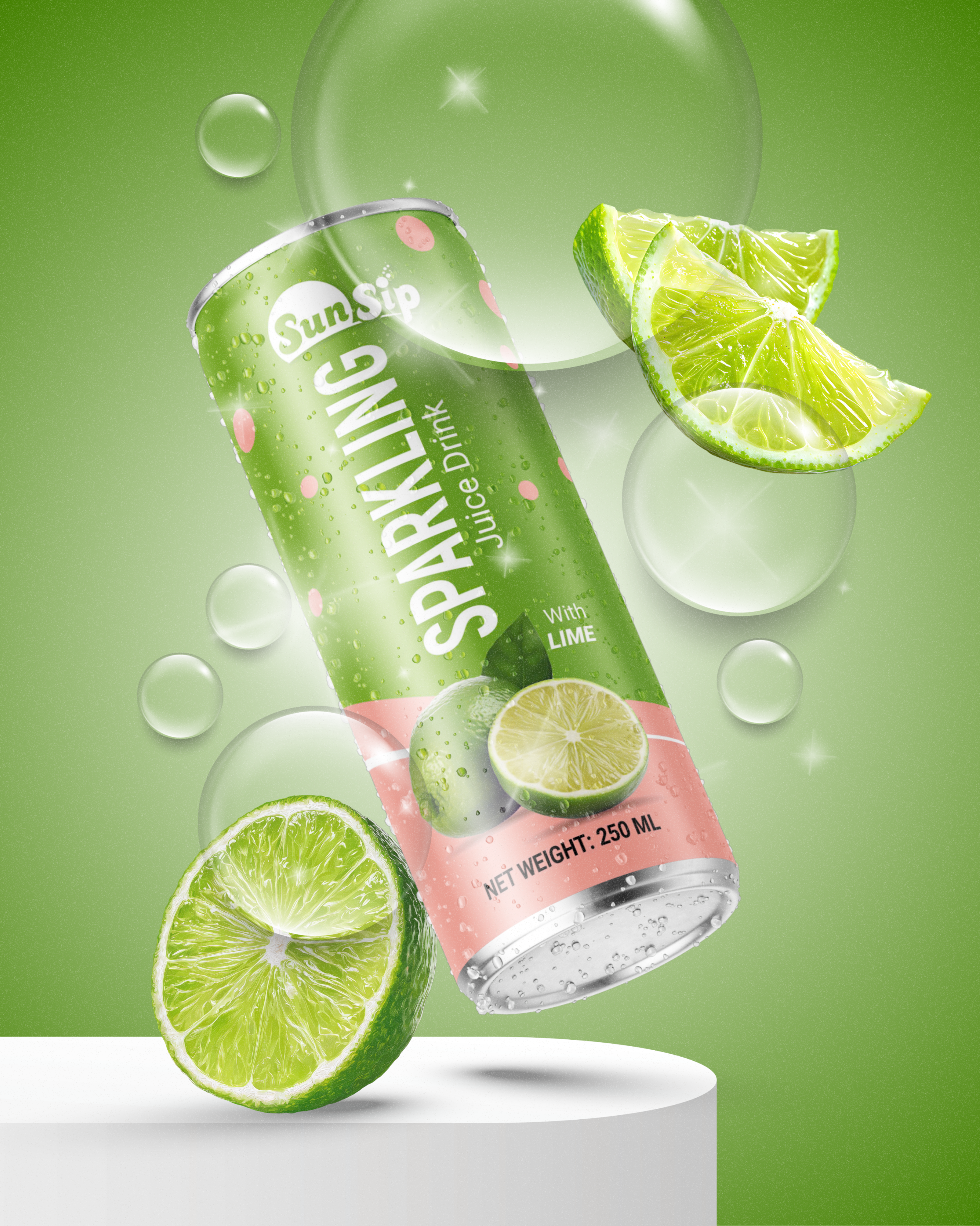 Sunsip Lime Sparkling Juice Drink 250ml