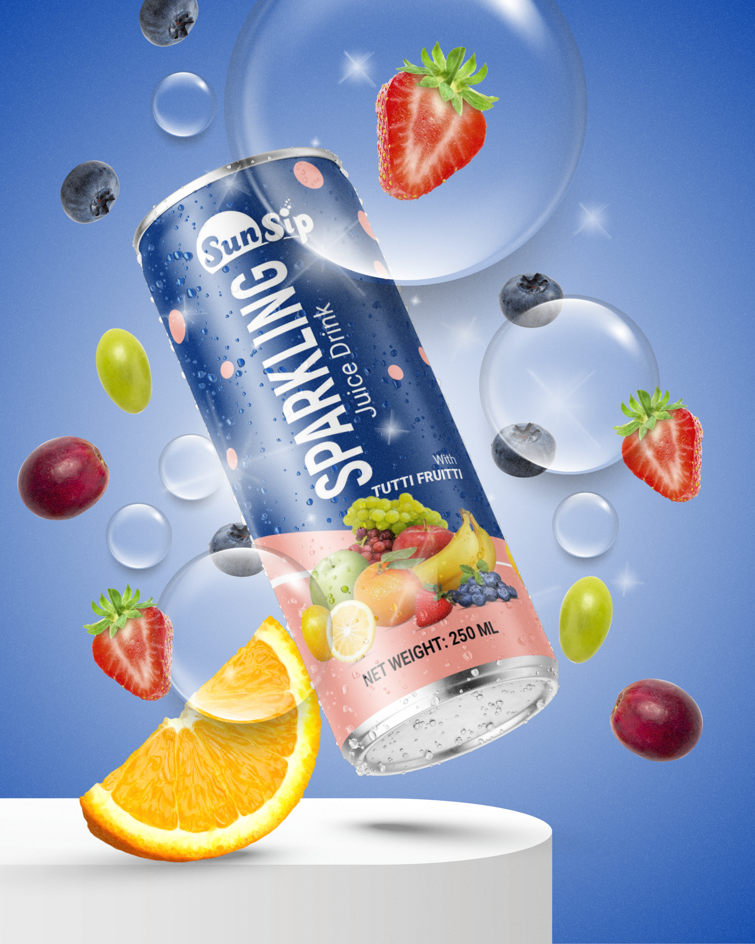 Sunsip Tutti Frutti Sparkling Juice Drink 250ml - Flavor: Tuti Fruit