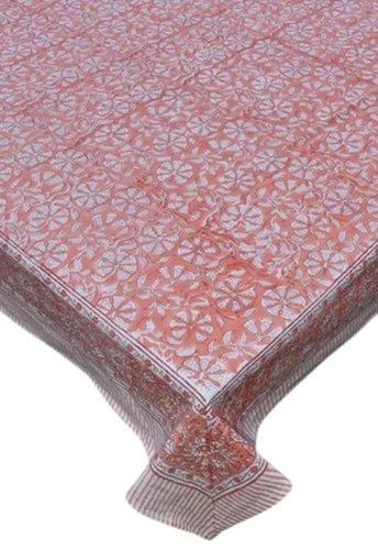 Pink Hand Block Printed Cotton Table Cloth