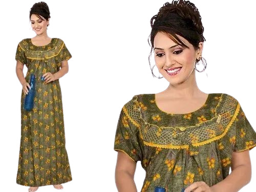 Half Sleeves Cotton Night Gown