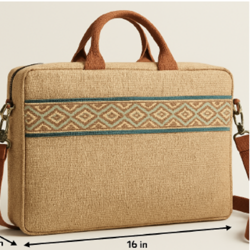 Jute Laptop Bag - Color: Nautral Beige