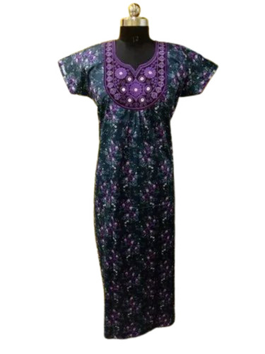 Mirror Work Embroidery Cotton Nightgown