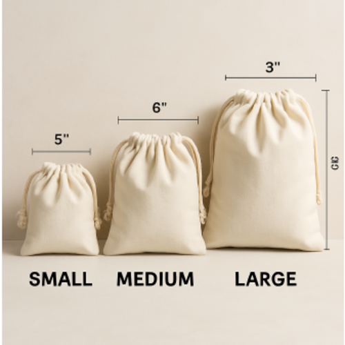 Natural Cotton Drawstring Pouches - Coating Type: Uncoated