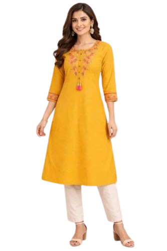 Yellow Ladies Kurti Pant Set