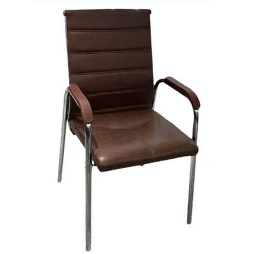 Brown Leather Seat Office Visitor Chair