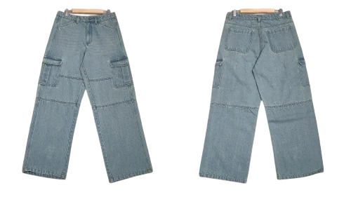 Women Dull Blue Denim Cargo Pant