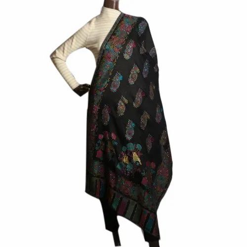 Black Printed Siroski Work Stole
