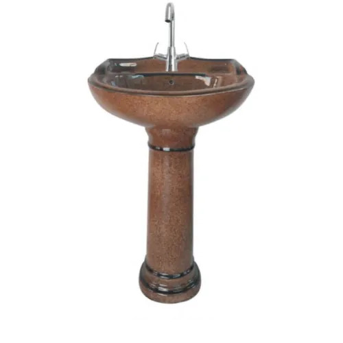 Coffee Brown Ceramic Stargold Pedestal Basin Set