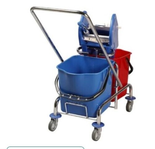 Double Bucket Mop Wringer Trolley