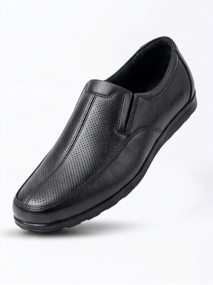 Mens Leather Slip On Shoes - Color: Black Brown